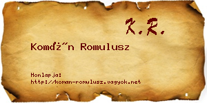 Komán Romulusz névjegykártya